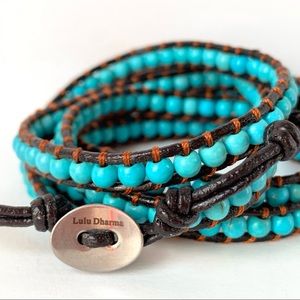 Turquoise & Leather Wrap Bracelet Lulu Dharma